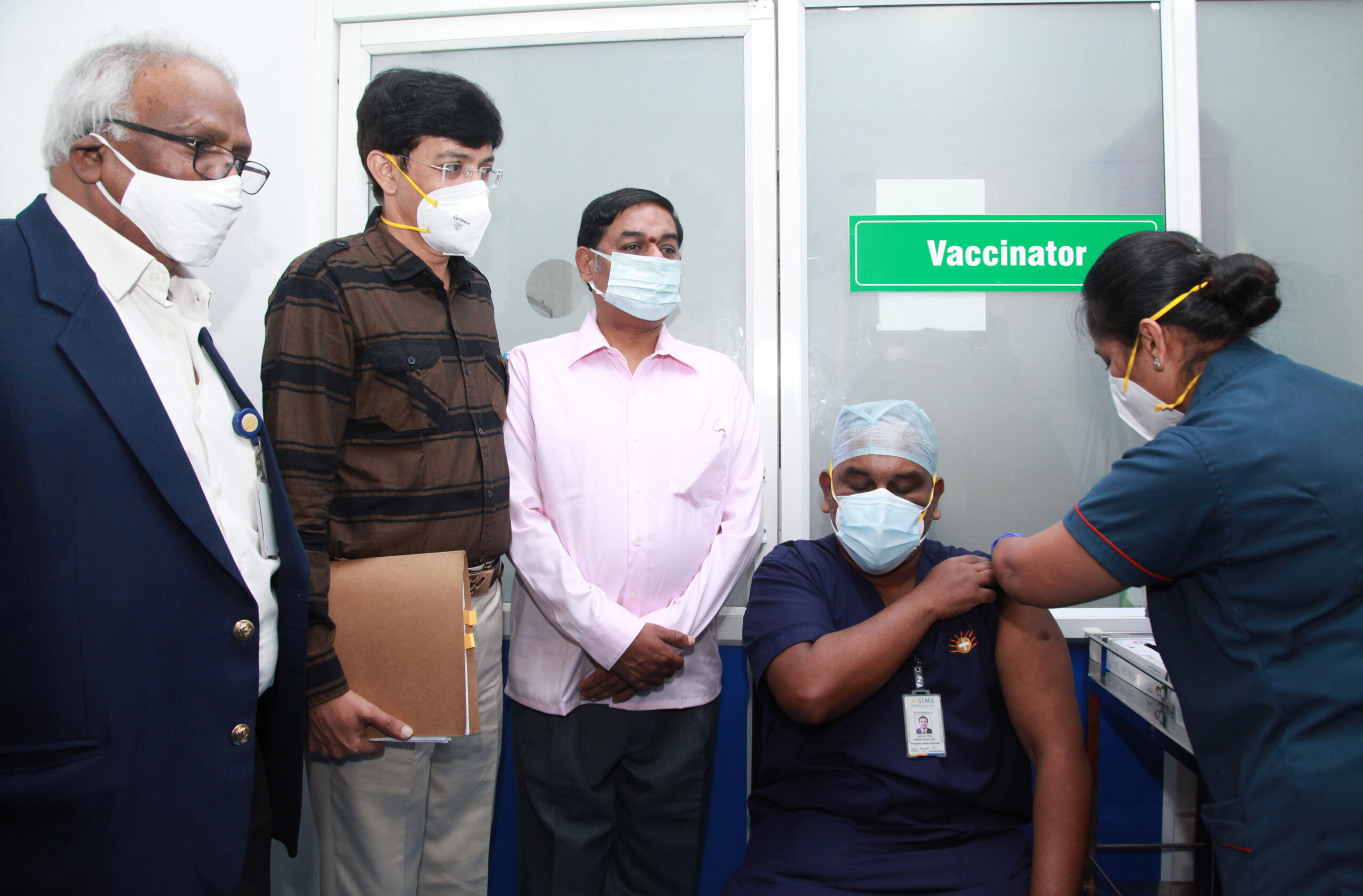 Dr. J. Radhakrishnan, Inaugurates the Covishield Vaccination drive at SIMS Hospital, Vadapalani