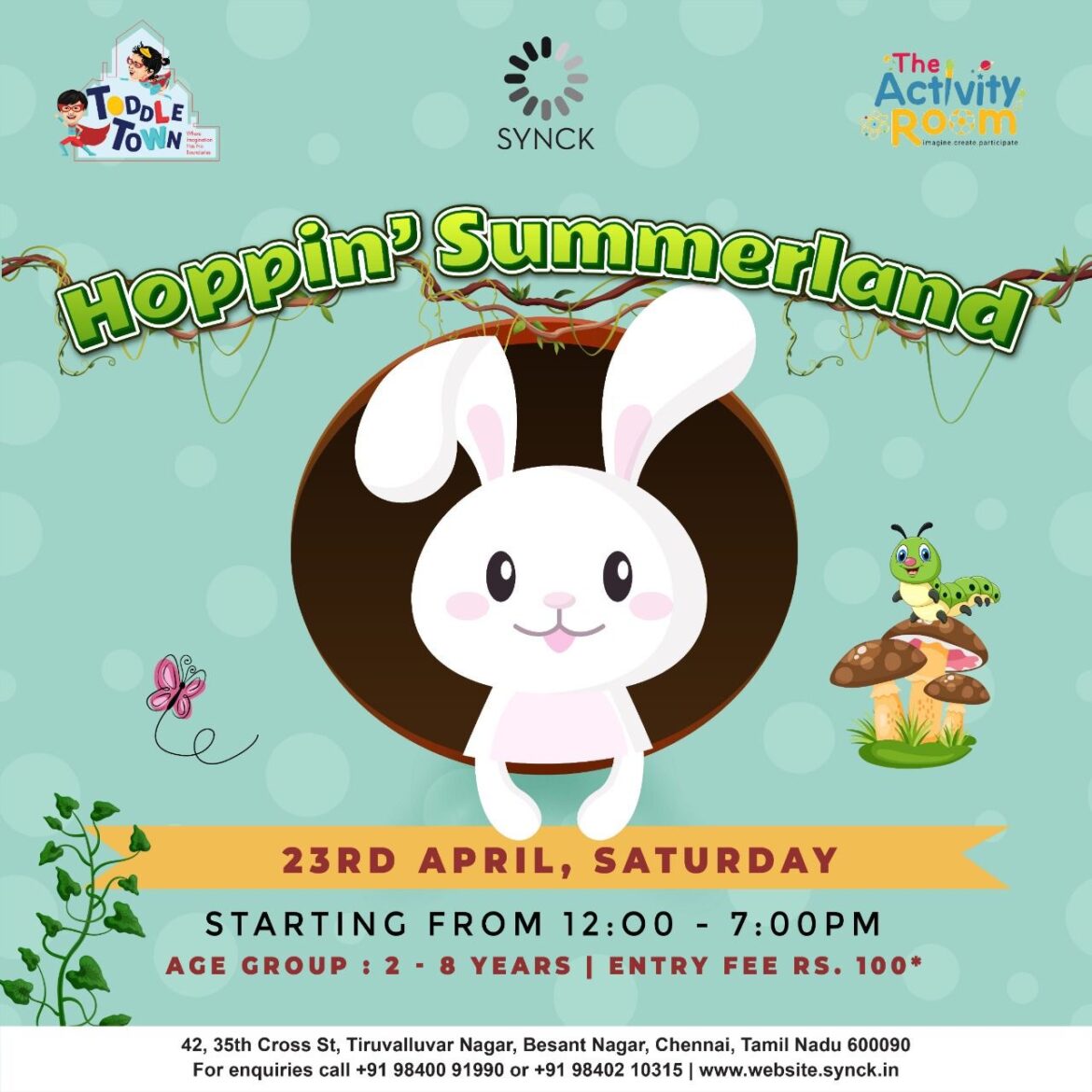 SYNCK￼presents ‘Hoppin Summerland’ – an exclusive kidsactivities pop up curated  