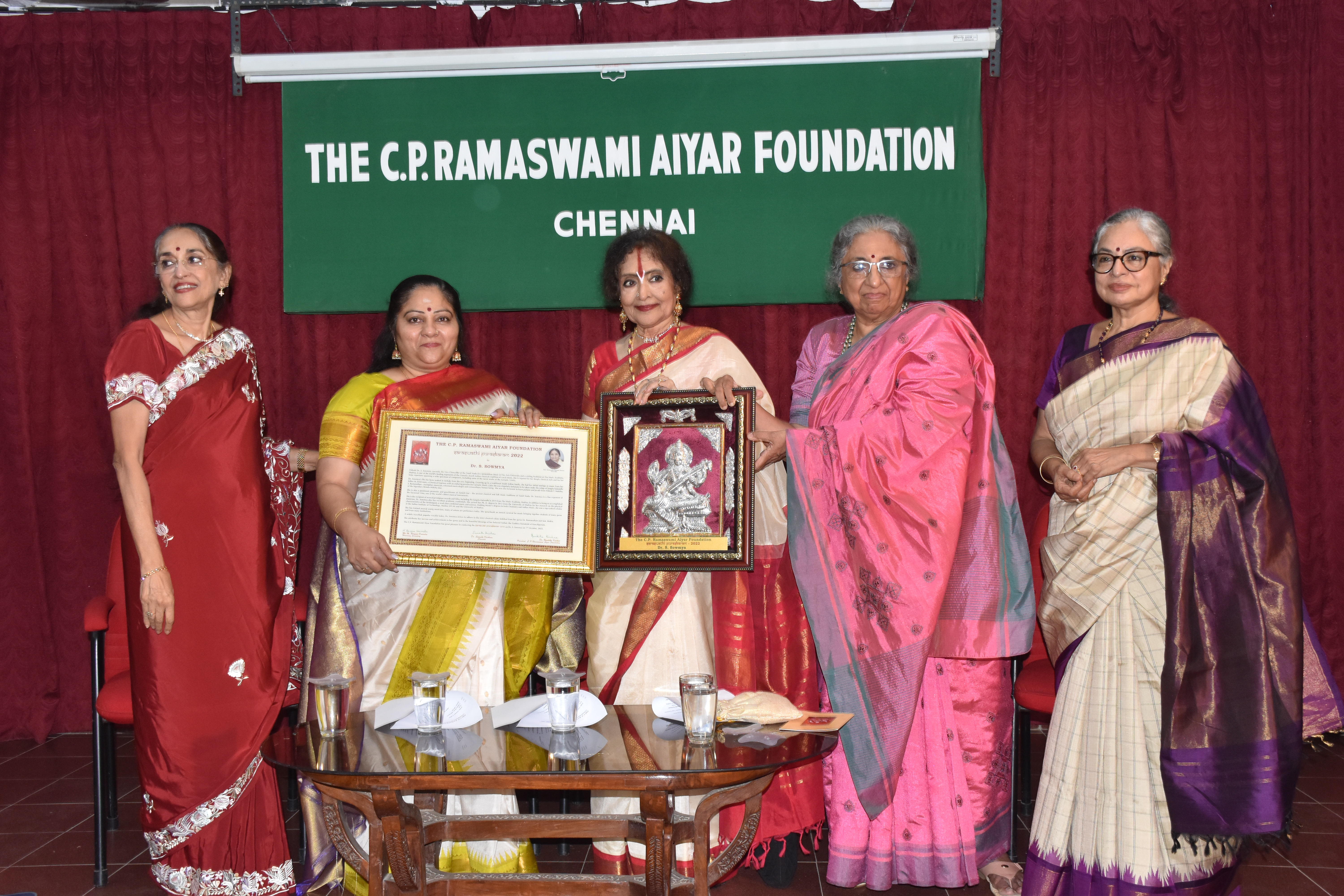 Dr S Sowmya presented the SARASWATHI PURASKARAM – 2022