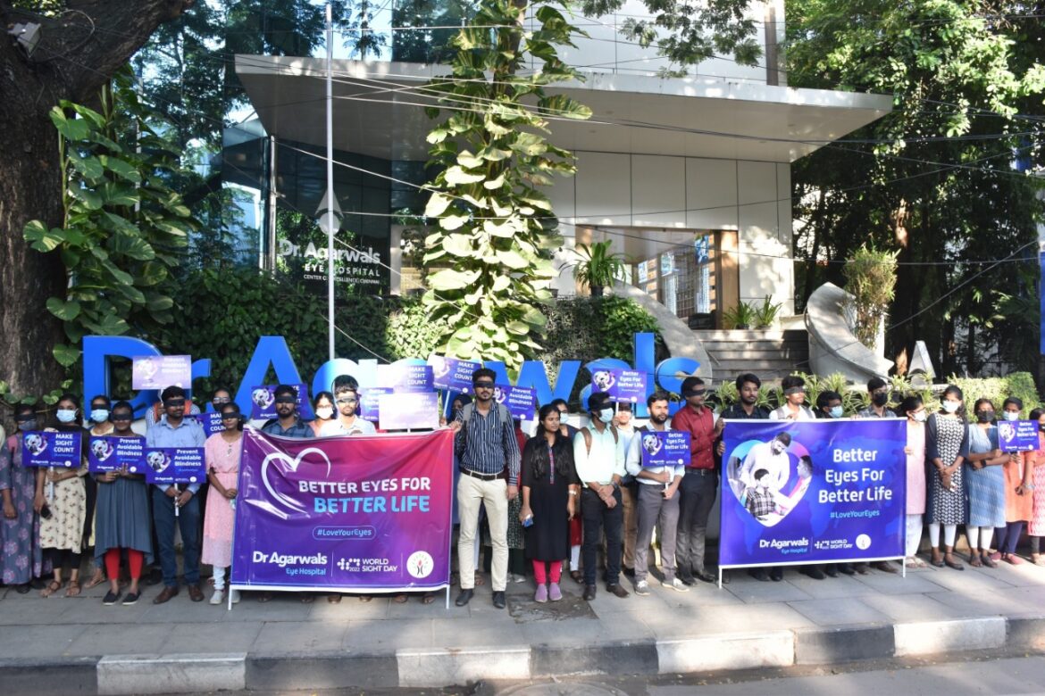 DR. AGARWAL’S EYE HOSPITAL, CHENNAI ORGANISES BLIND-FOLDED HUMAN CHAIN TO CREATE AWARENESS ON VISION IMPAIRMENT  