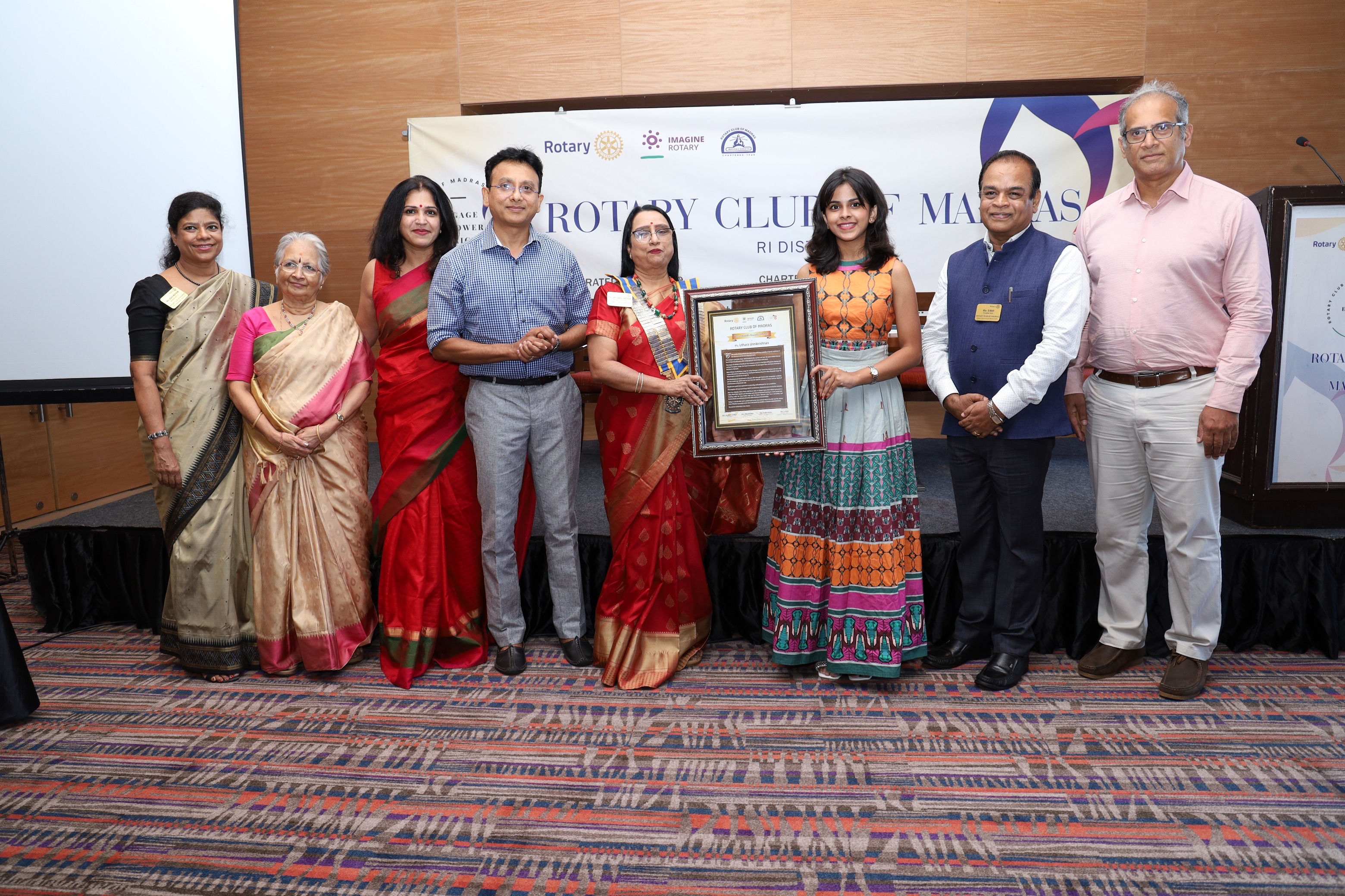 Rotary Club of Madras felicitates National Award-Winning Playback Singer, Uthara Unnikrishnan with the Yuva Shakthi Award 2022-23 