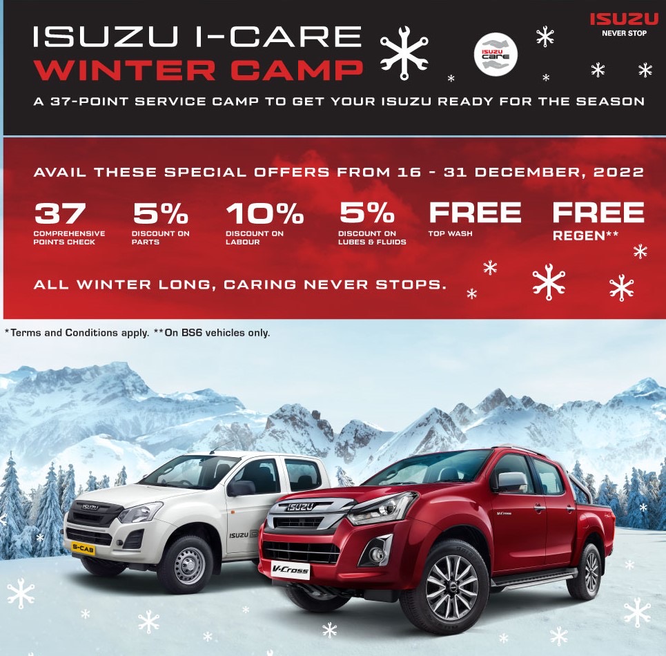 Isuzu Motors India to roll-out ‘ISUZU I-Care Winter Camp’ across India.