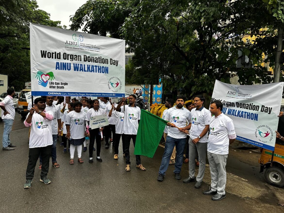 AINU, Chennai Celebrates ‘World Organ Donation Day’ through a Remarkable Walkathon