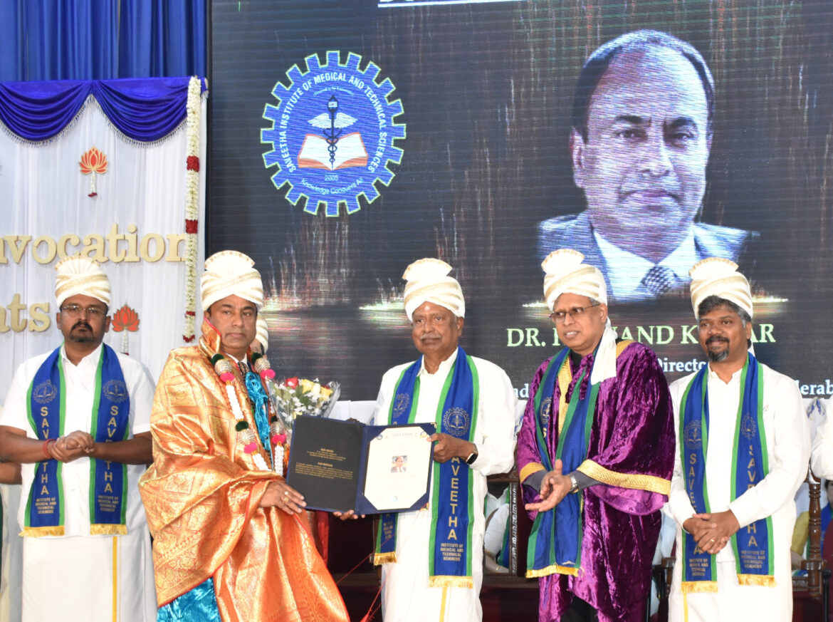 Indian Immunologicals Ltd’s Dr. K. Anand Kumar Awarded Prestigious Honorary Doctorate of Science Degree by Saveetha Institute of Medical and Technical Sciences