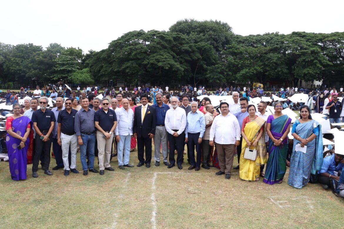 A.M. Jain College Attempts Virtue Book of World Records with6,000 Students on 122nd Founder’s Day