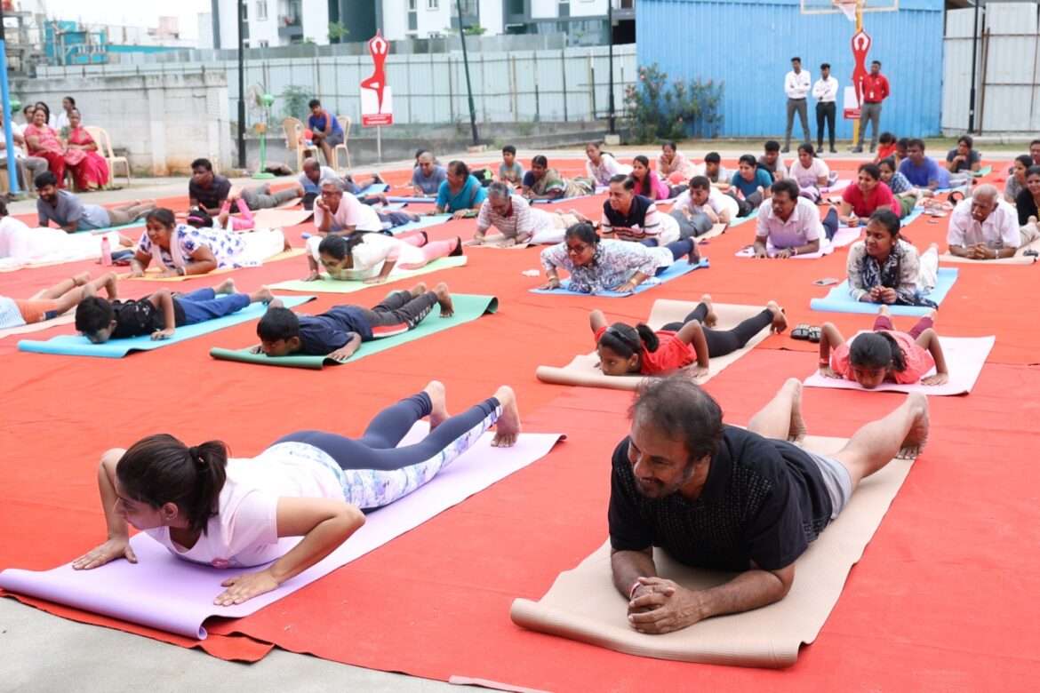 Medavakkam residents celebrate International Yoga Day at Navin’s Starwood Towers