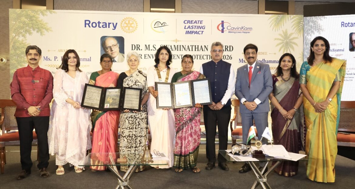 Grassroots Environmental Champions Receive the Dr. M.S. Swaminathan Award 2026 from Rotary Club of Madras East